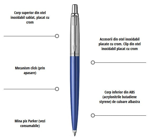 Pix Parker Jotter Standard Blue CT personalizat