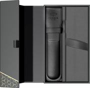 Set stilou personalizat Parker Vector + pix personalizat Parker Jotter si etui negru piele naturala