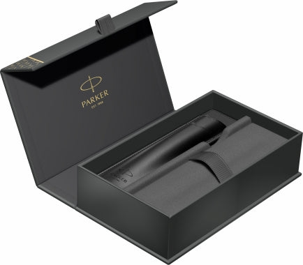 Set stilou personalizat si etui negru piele ecologica Parker IM Royal