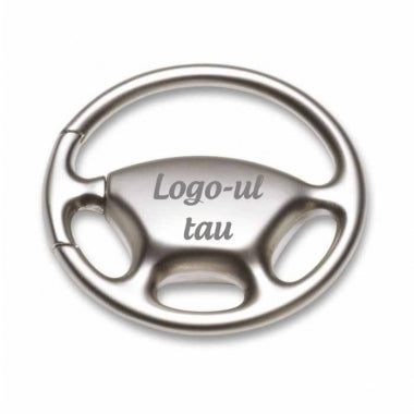 Breloc din metal in forma de volan personalizat