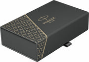 Set stilou personalizat Parker Vector + pix personalizat Parker Jotter si etui negru piele naturala