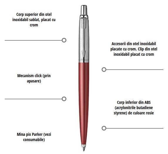 Pix Parker Jotter Standard Red CT personalizat