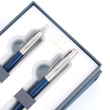 Set stilou si pix Parker Jotter Royal personalizat prin gravura Albastru