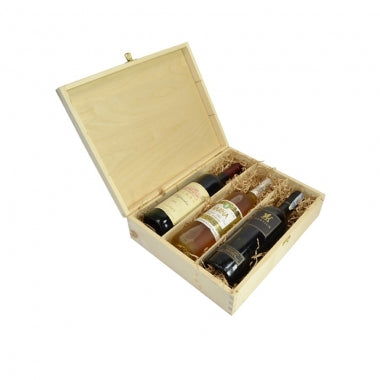 Cutie vin din lemn personalizata pentru trei sticle de vin