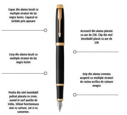 Stilou Parker IM Royal Black Lacquer GT personalizat
