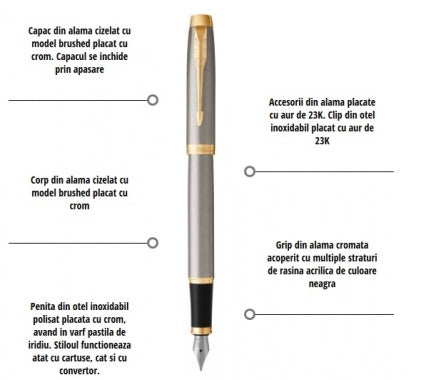 Stilou Parker IM Royal Brushed Metal GT personalizat