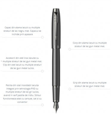Set stilou si pix Parker IM Royal ACHROMATIC BLACK BT personalizat prin gravura