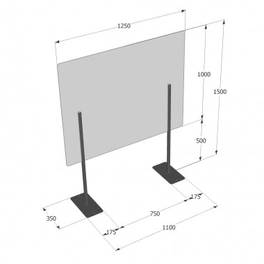 Panou separator mese restaurant din plexiglas 150x125 cm