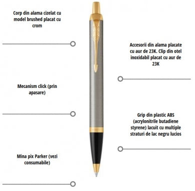 Set stilou si pix Parker IM Royal argintiu personalizat