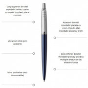 Set stilou si pix Parker Jotter Royal personalizat prin gravura Albastru