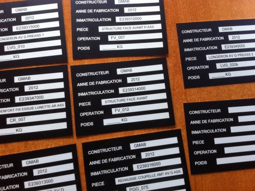 Placa de timbru din aluminiu eloxat gravat pentru echipamente