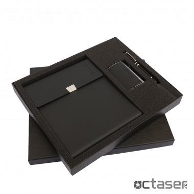 Set personalizat prin gravura agenda + roller + portcard DELUX Pro negru