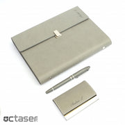 Set personalizat prin gravura agenda + roller + portcard DELUX gri