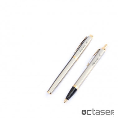 Set stilou personalizat Parker IM + pix personalizat Parker IM si etui negru piele