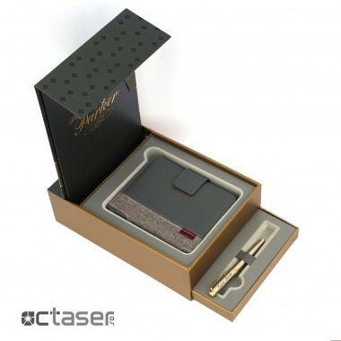 Set LUX stilou Parker IM Royal argintiu personalizat + organiser