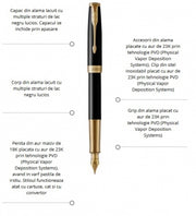 Stilou Parker Sonnet Royal Deep Black Lacquer GT personalizat