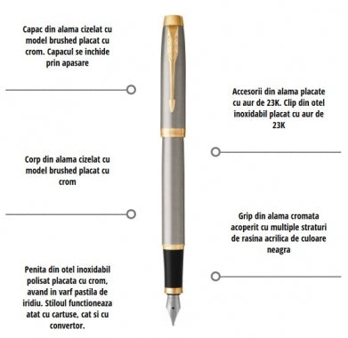 Set stilou si pix Parker IM Royal argintiu personalizat