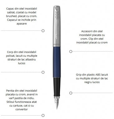 Set stilou si pix Parker Jotter Royal personalizat prin gravura Albastru
