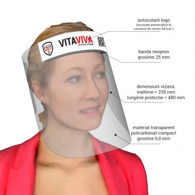 Viziera masca protectie faciala 23,5 cm inaltime x 48 cm lungime